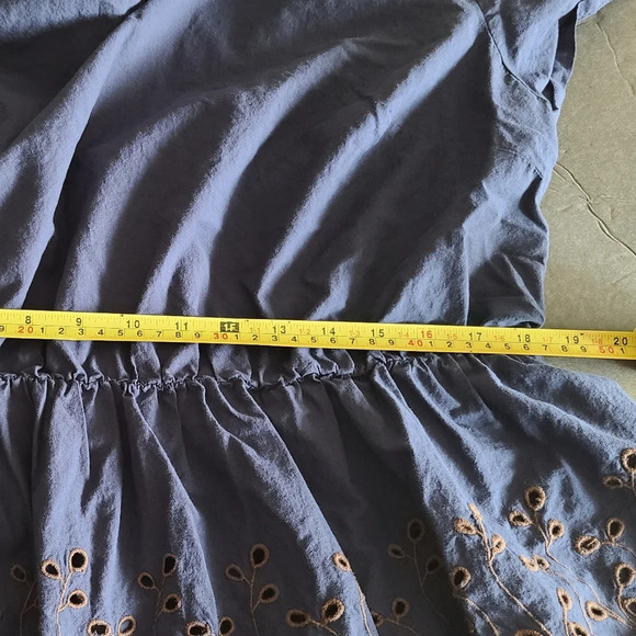 Lane Bryant womens Blouse Sz.18 Embroidered Floral Ruffle blue color - Picture 12 of 14